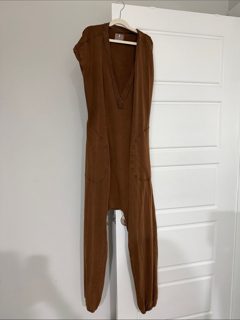 FP Movement by Free People Brown V-Neck Relaxed Jumpsuit